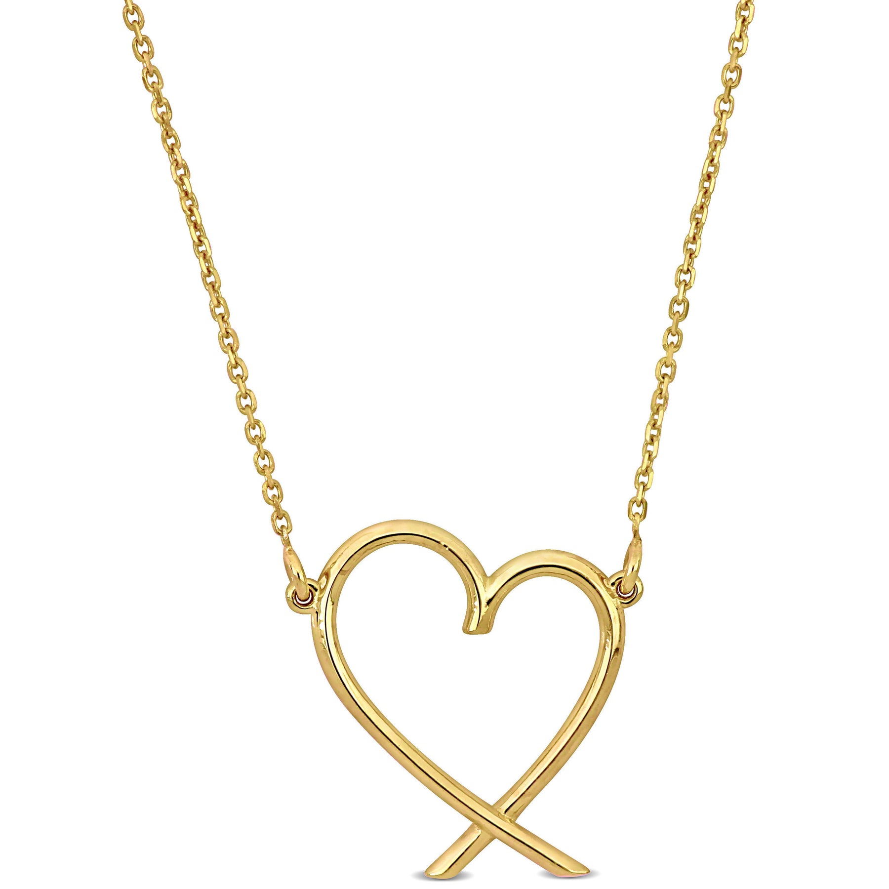 Mimi & Max Herz Halskette mit Kette in 14 Karat Gelbgold – 17 in