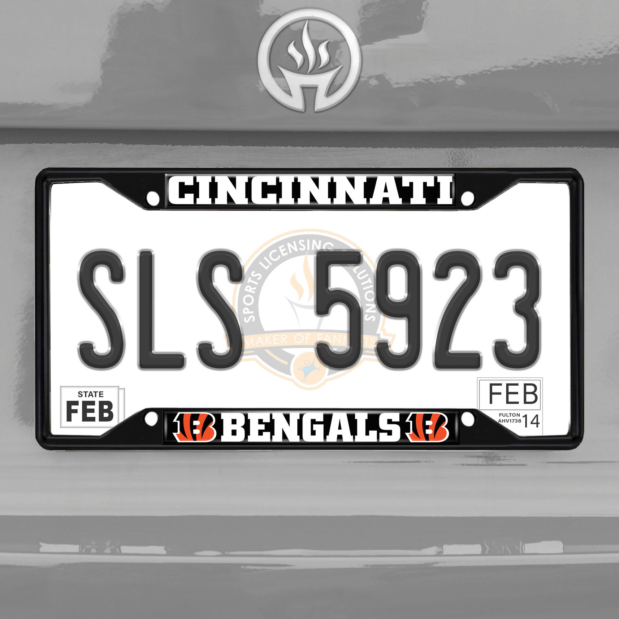 Fanmats Cincinnati Bengals Metall Nummernschild Rahmen schwarz Finish