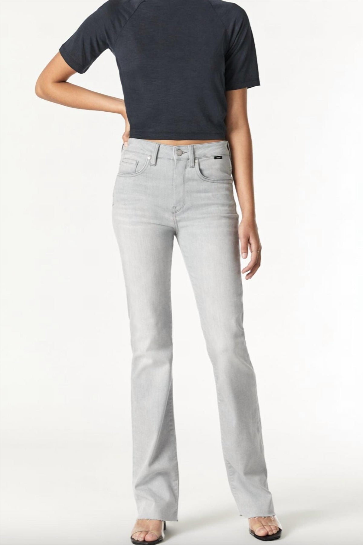 Maria Flare Jean In Hellgrau Feder Blau