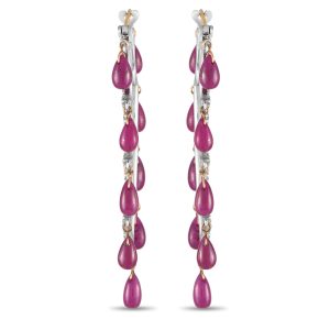 LB Exclusive 14K Gelbgold und Silber 1.29ct Diamant und Rubin Ohrringe -020124 – MF02