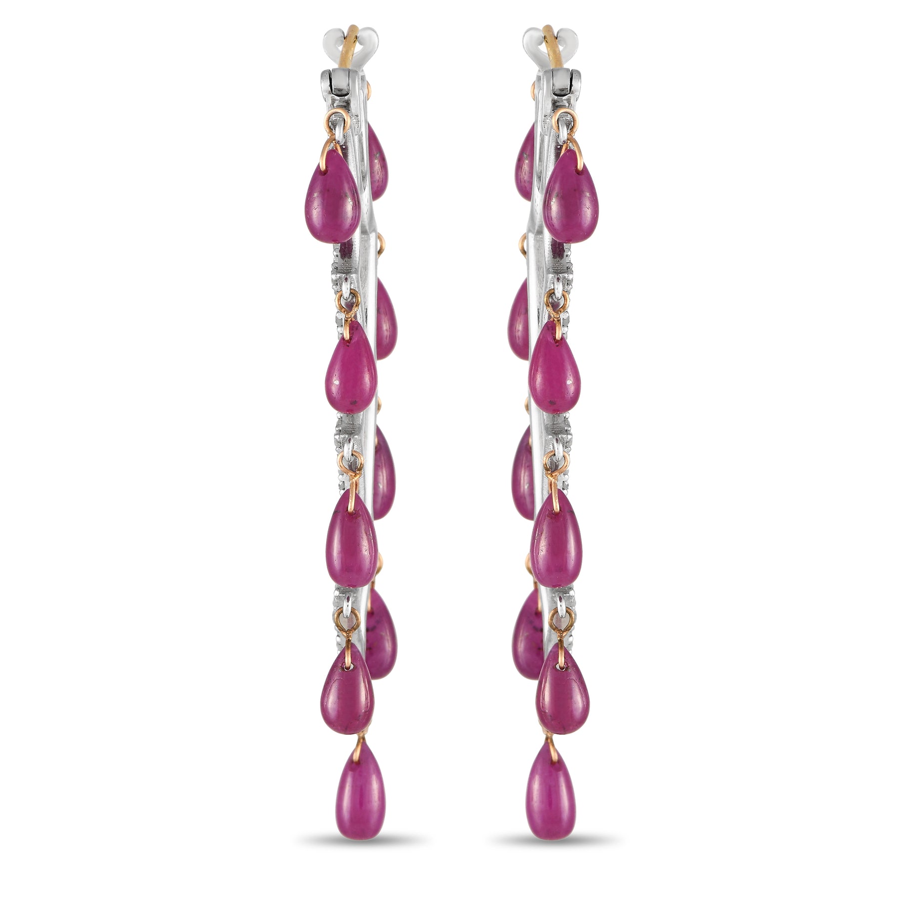 LB Exclusive 14K Gelbgold und Silber 1.29ct Diamant und Rubin baumeln Ohrringe MF02 -020124