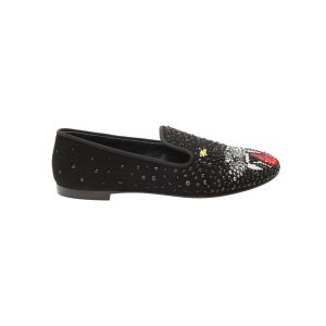 Giuseppe Zanotti Panther Verzierte Slipper aus schwarzem Wildleder