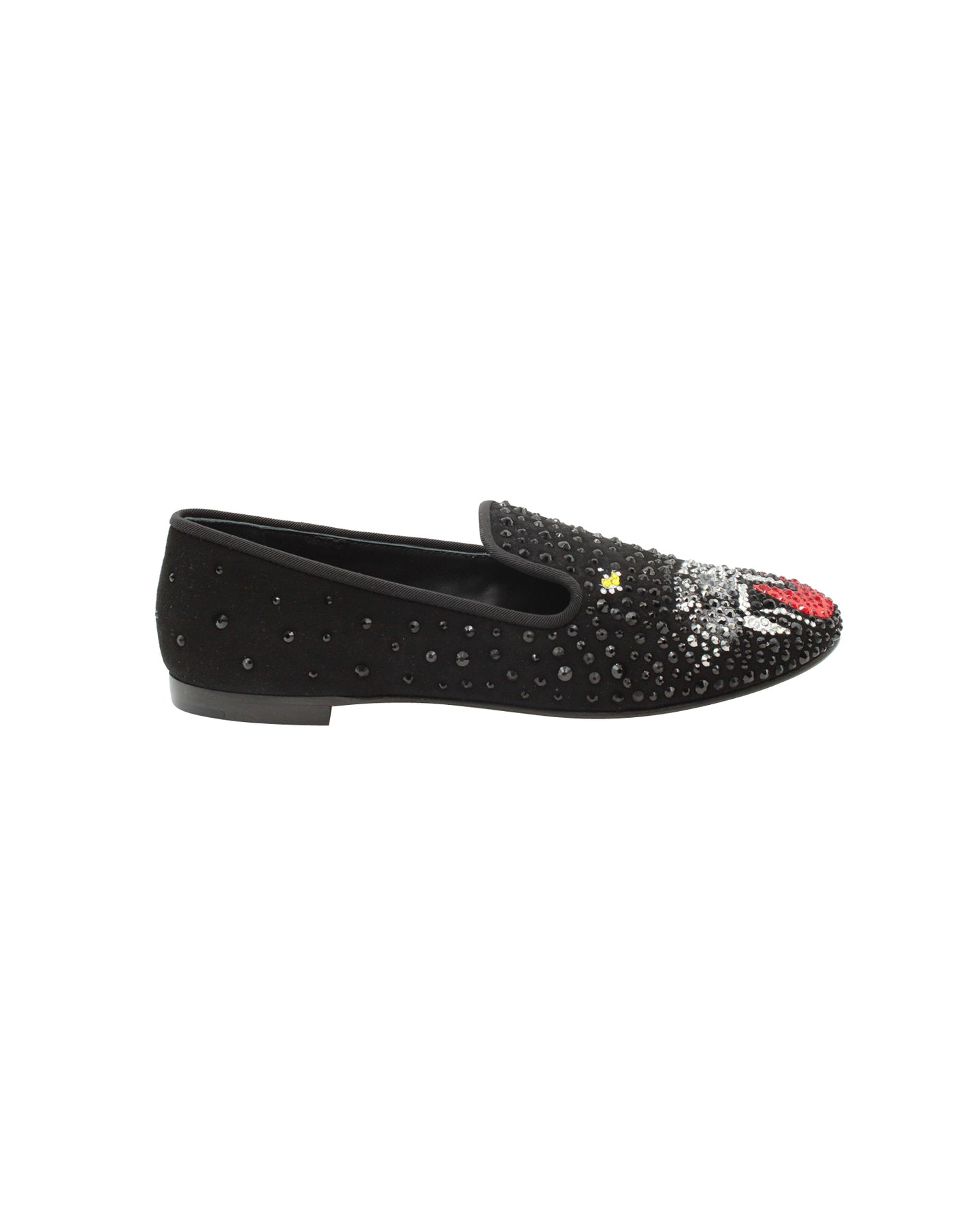 Giuseppe Zanotti Panther Verzierte Slipper aus schwarzem Wildleder