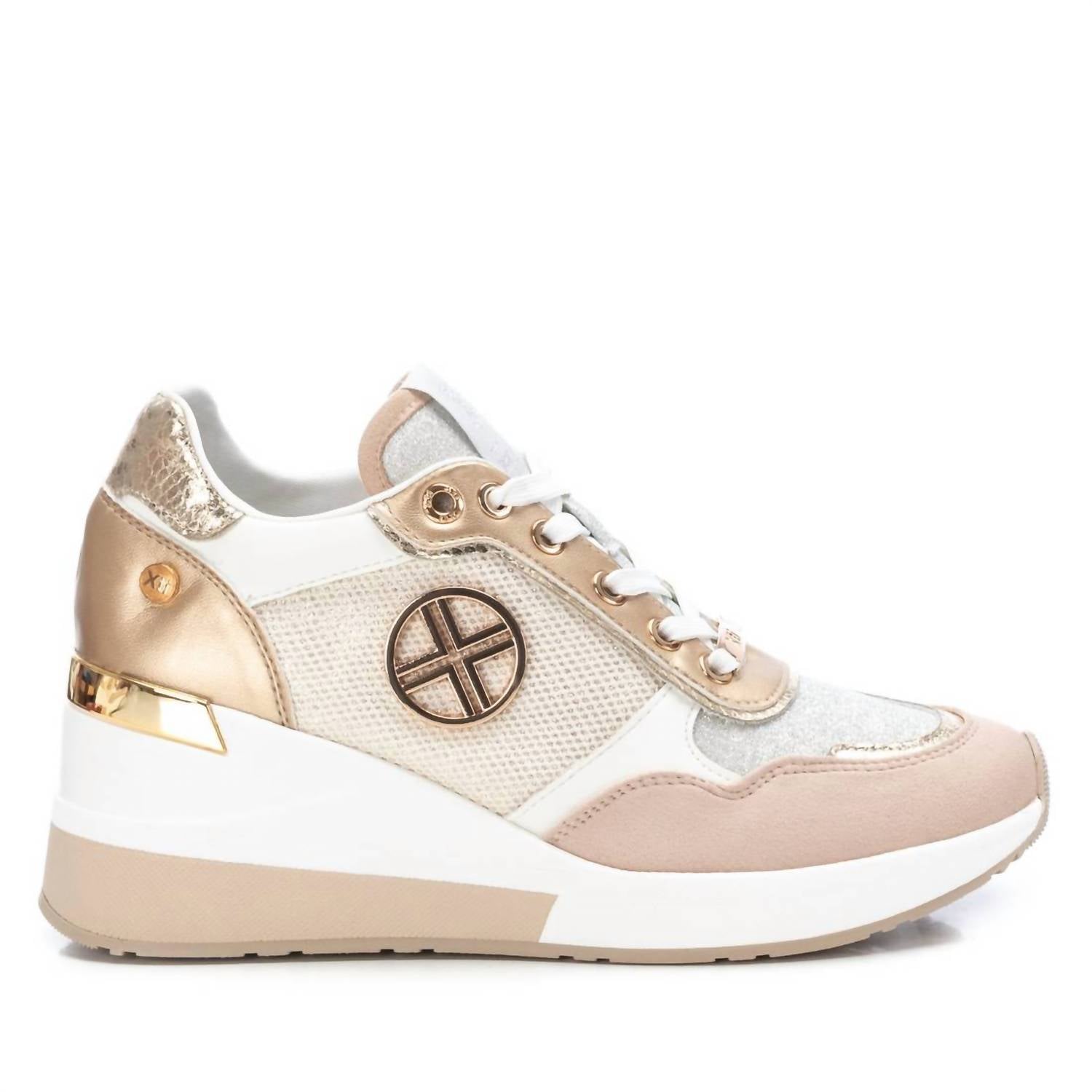 Damen Sneaker mit Keilabsatz in Gold
