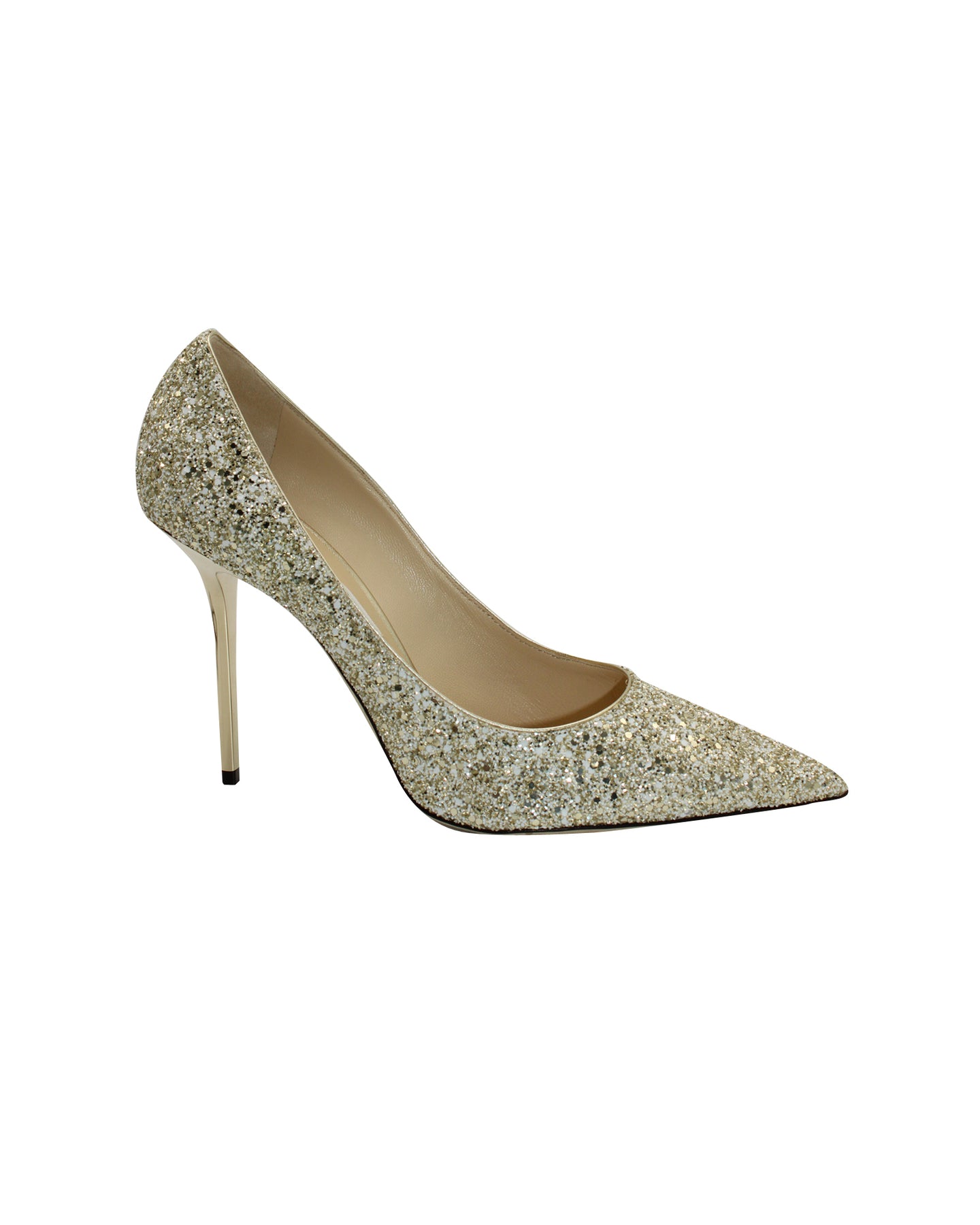 Jimmy Choo Love 100 Pumps aus Glitzer-Stoff und Leder