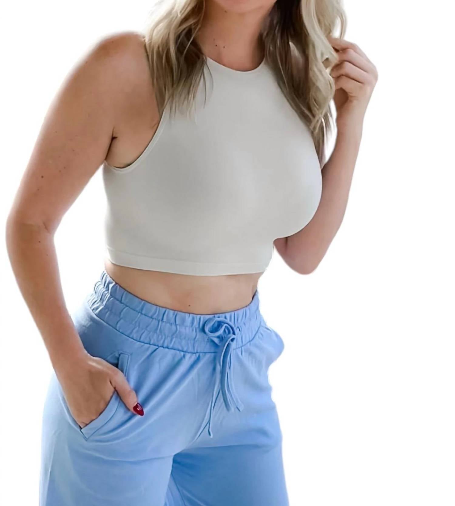 Nahtlose Crop Top Bralette in Knochen