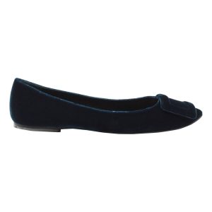 Roger Vivier Ballet Wohnungen in blauem Samt 7703688544316