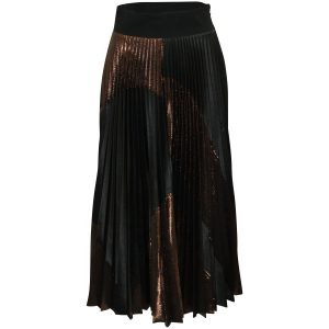 Stella Mccartney Arely Plissee Maxirock aus Kupfer und schwarzem Lurex Polyester