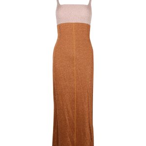 M Missoni Two-Tone Metallic Strick Maxikleid aus Bronze Polyamid 7703688708156