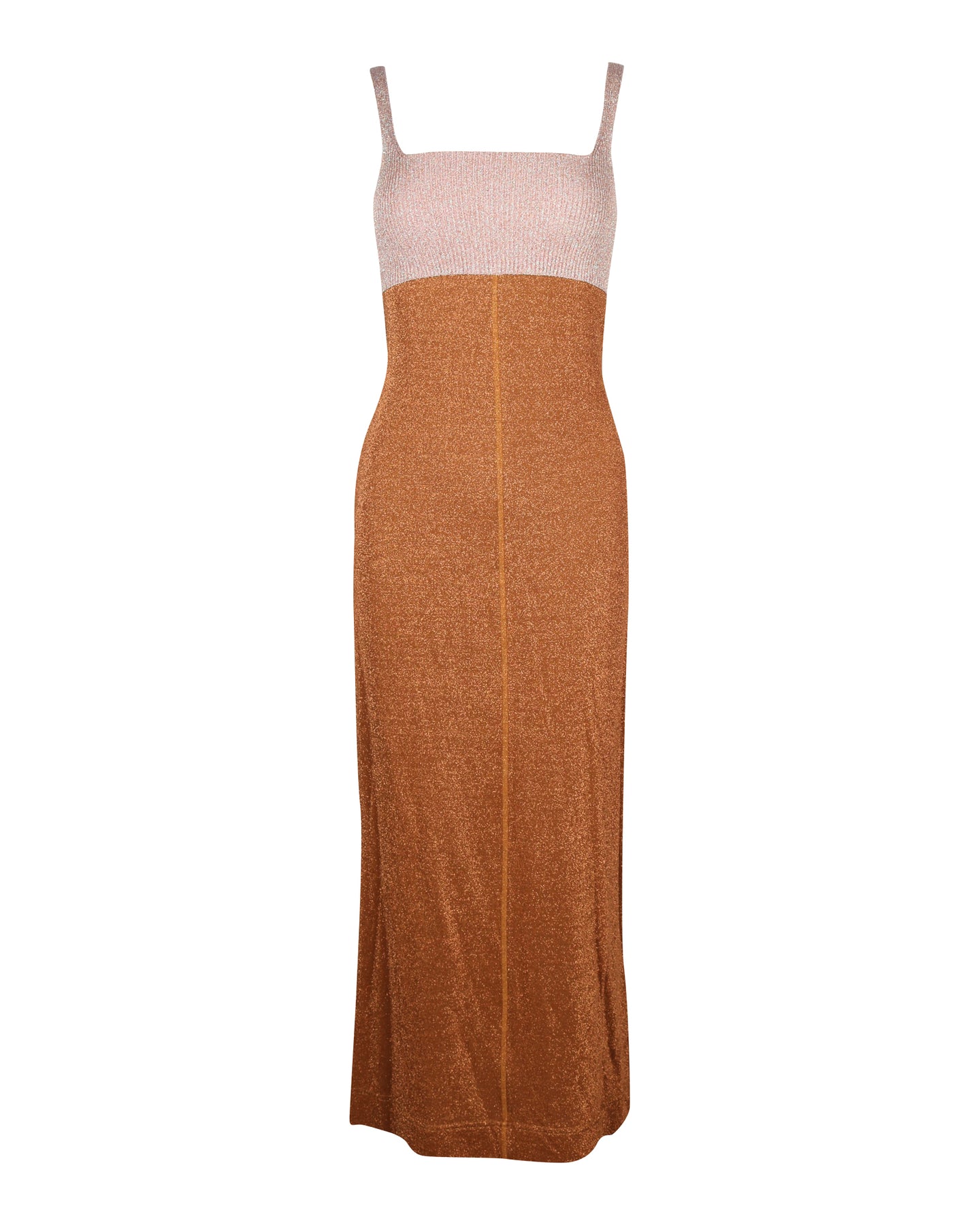 M Missoni Zweifarbiges Maxikleid aus Metallic-Strick in Bronze Polyamid
