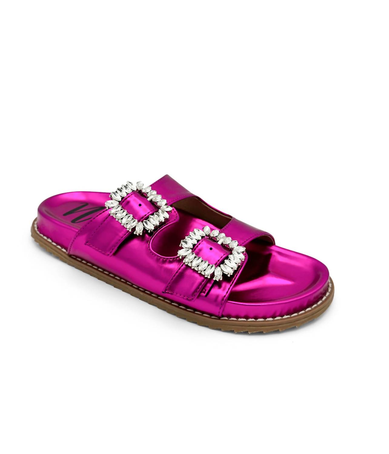 Damen Stellar Strass Schnalle Slides in Fuschia