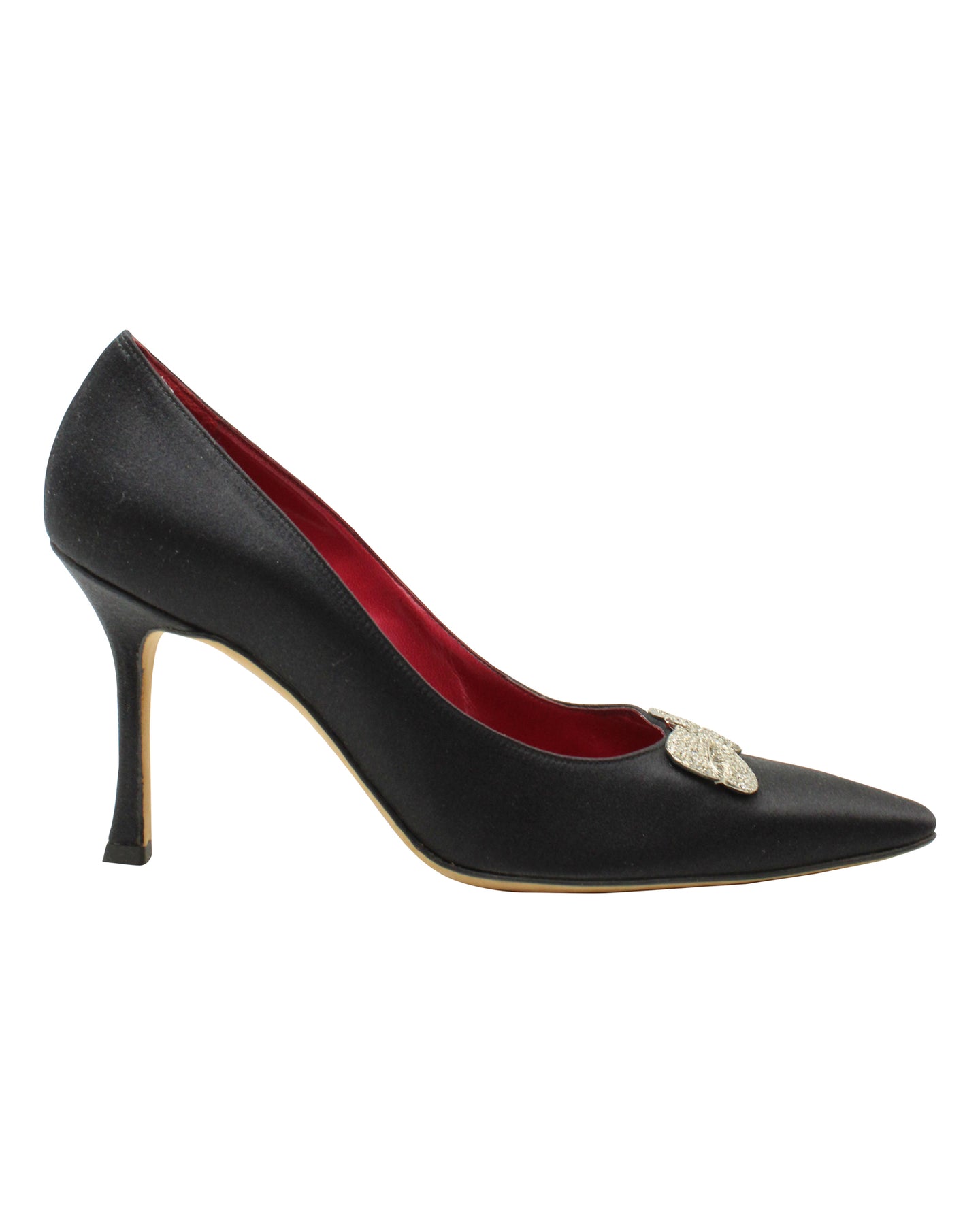 Manolo Blahnik Pumps mit Blumenmuster in Schwarz