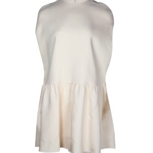 Valentino Garavani Cape-Effect Gathered Mini-Kleid aus creme Seide 7703689855036