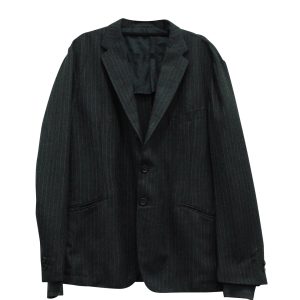 Yves Saint Laurent Pinstripe Casual Jacke mit Manschette aus grauer Wolle