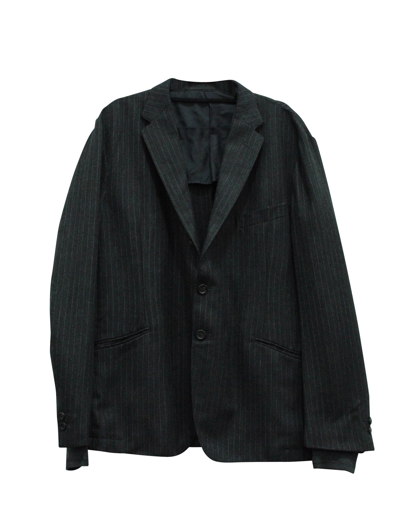 Yves Saint Laurent Pinstripe Casual Jacke mit Manschette aus grauer Wolle