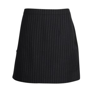 Saint Laurent Minirock mit Streifenmuster aus schwarzer Wolle