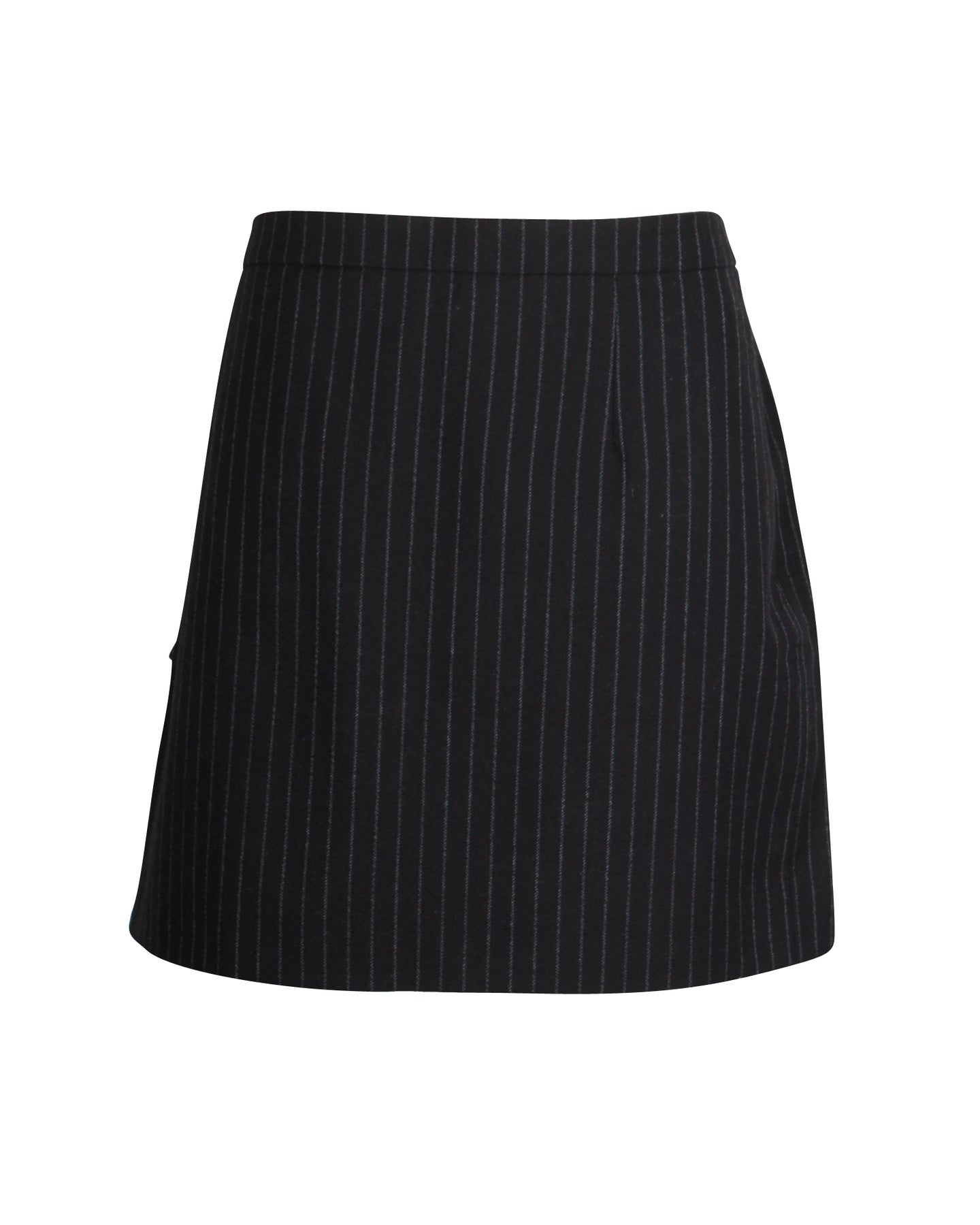 Saint Laurent Minirock mit Streifenmuster aus schwarzer Wolle