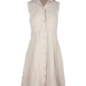 Sandro Johane Scalloped Trim A-Linie Kleid in beige Viskose 7703686545468 stricken