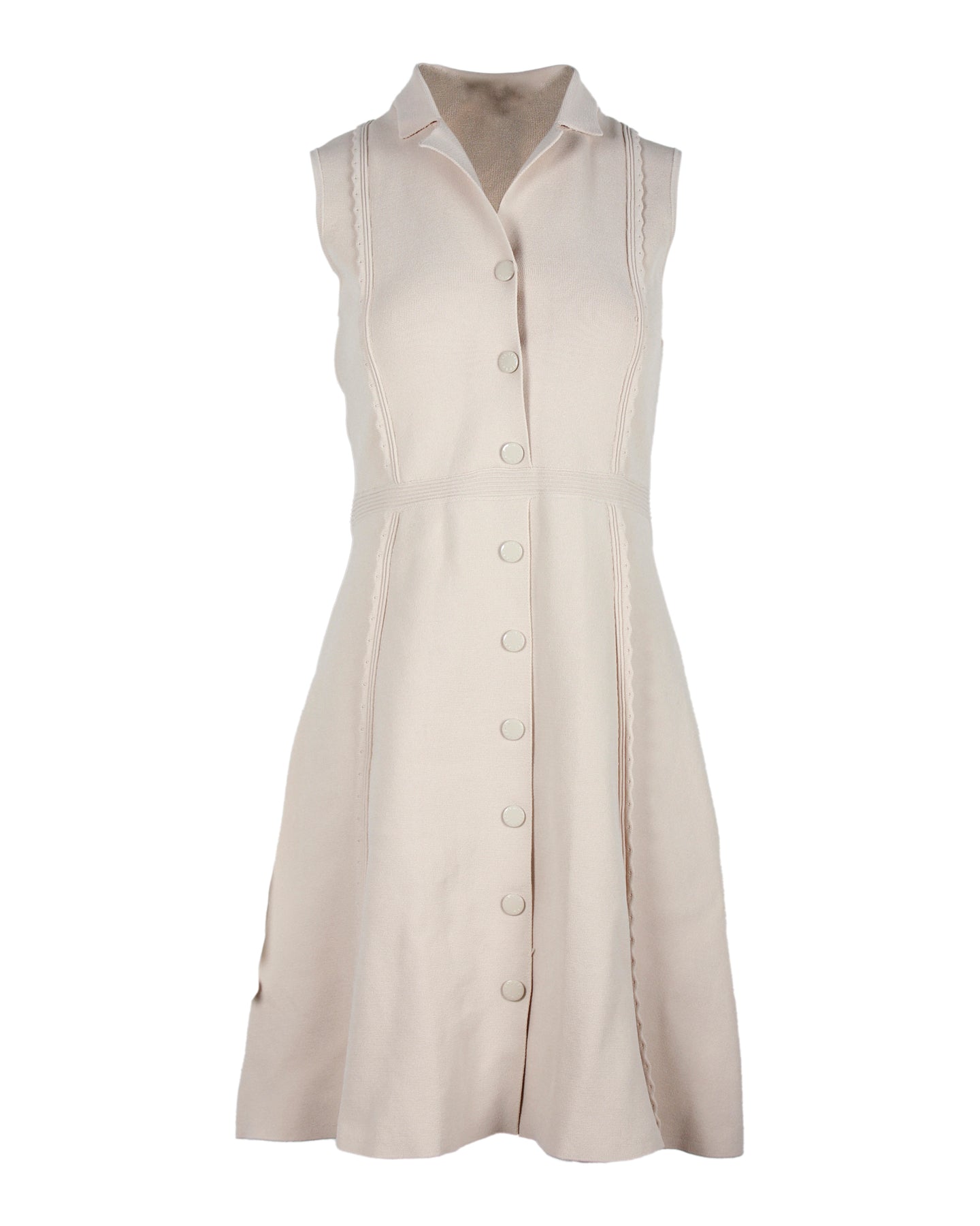 Sandro Johane Scalloped Besatz Strick A-Linie Kleid in Beige Viskose