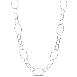 Mimi & Max 13mm Fancy Oval Link Chain Halskette aus Sterling Silber – 30 in