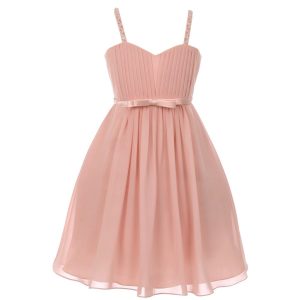 große Mädchen staubig rosa Pailletten Perle Chiffon Blumenmädchen Kleid 8-16