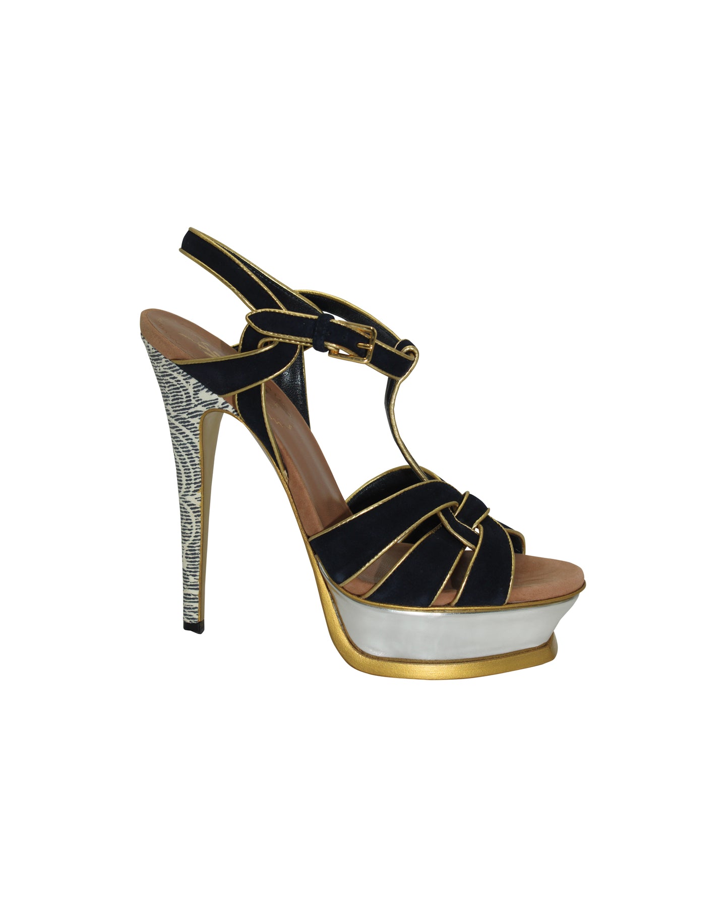 Yves Saint Laurent Tribute Plateausandalen aus schwarzem Wildleder