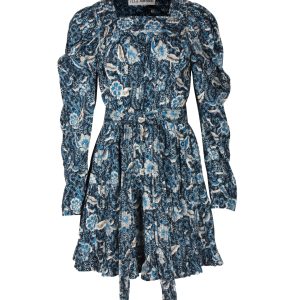 Ulla Johnson Nailah Minikleid mit Blumendruck aus blauer Baumwolle 7703689199676