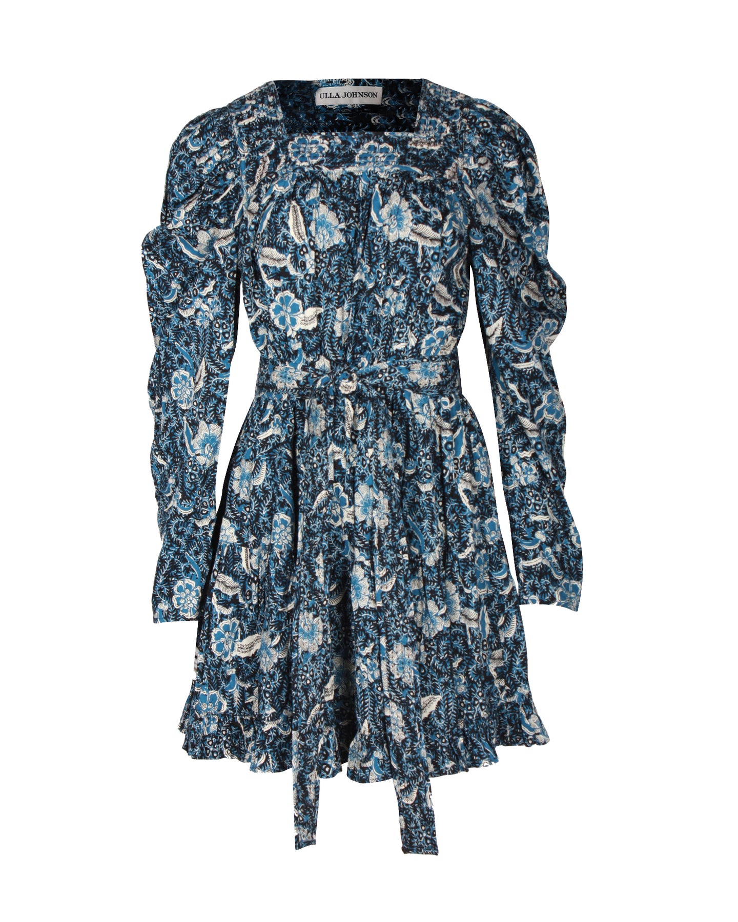 Ulla Johnson Nailah Minikleid mit Blumenmuster aus blauer Baumwolle