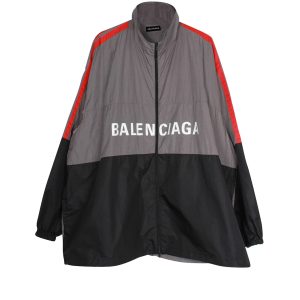 Balenciaga Shell Track Jacke mit Logo-Muster aus grauem Nylon