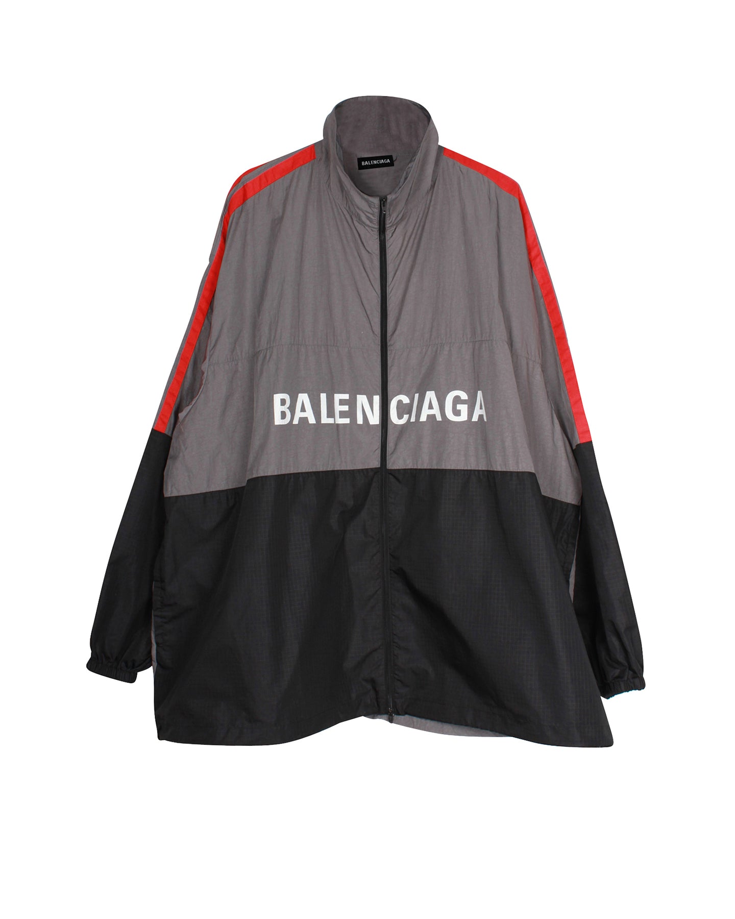 Balenciaga Shell Track Jacke mit Logo-Muster aus grauem Nylon