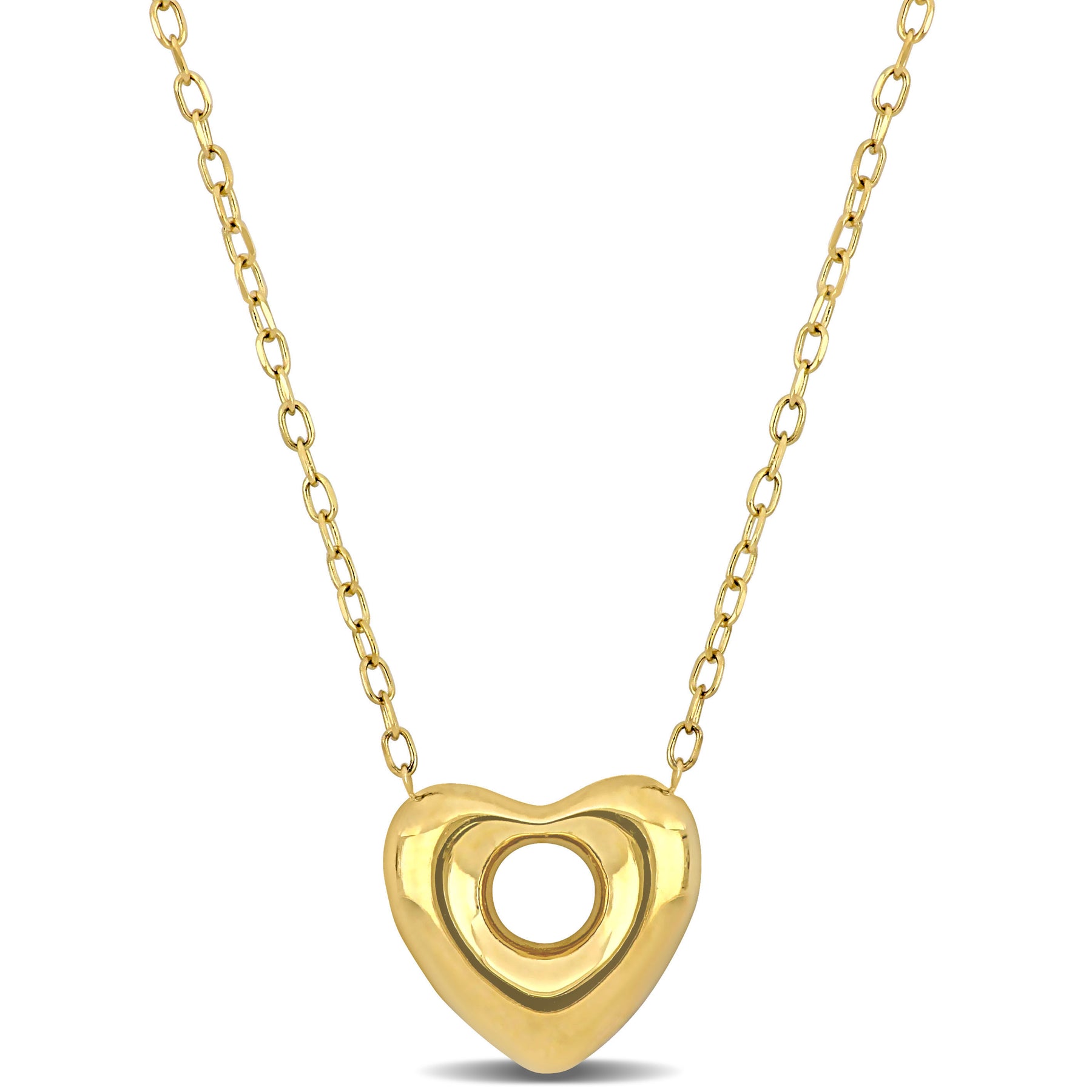 Mimi & Max Puff Herz Halskette mit Kette in 10k Gelbgold – 18 in