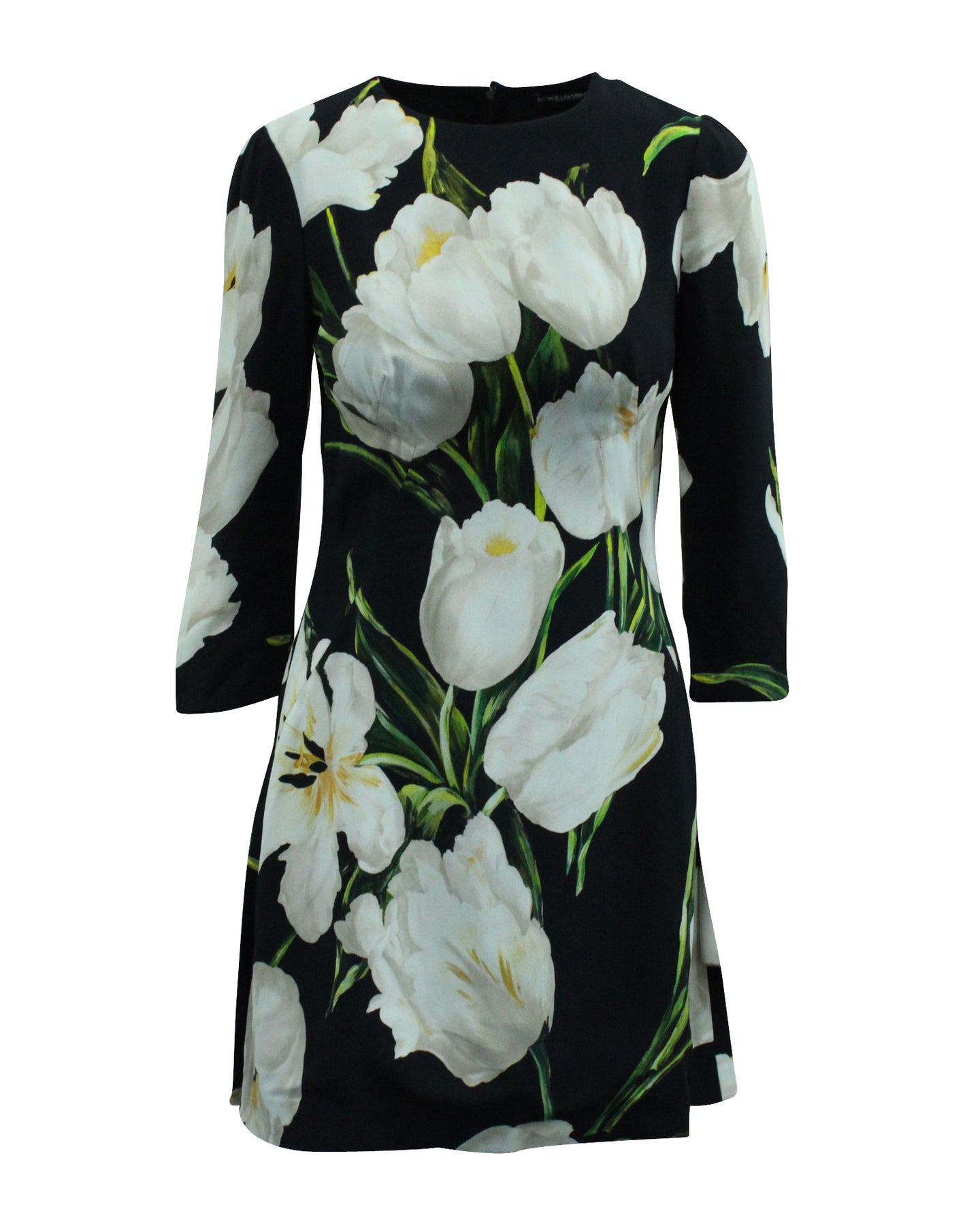 Dolce & Gabbana Kleid mit Tulip-Muster in schwarzer Viskose