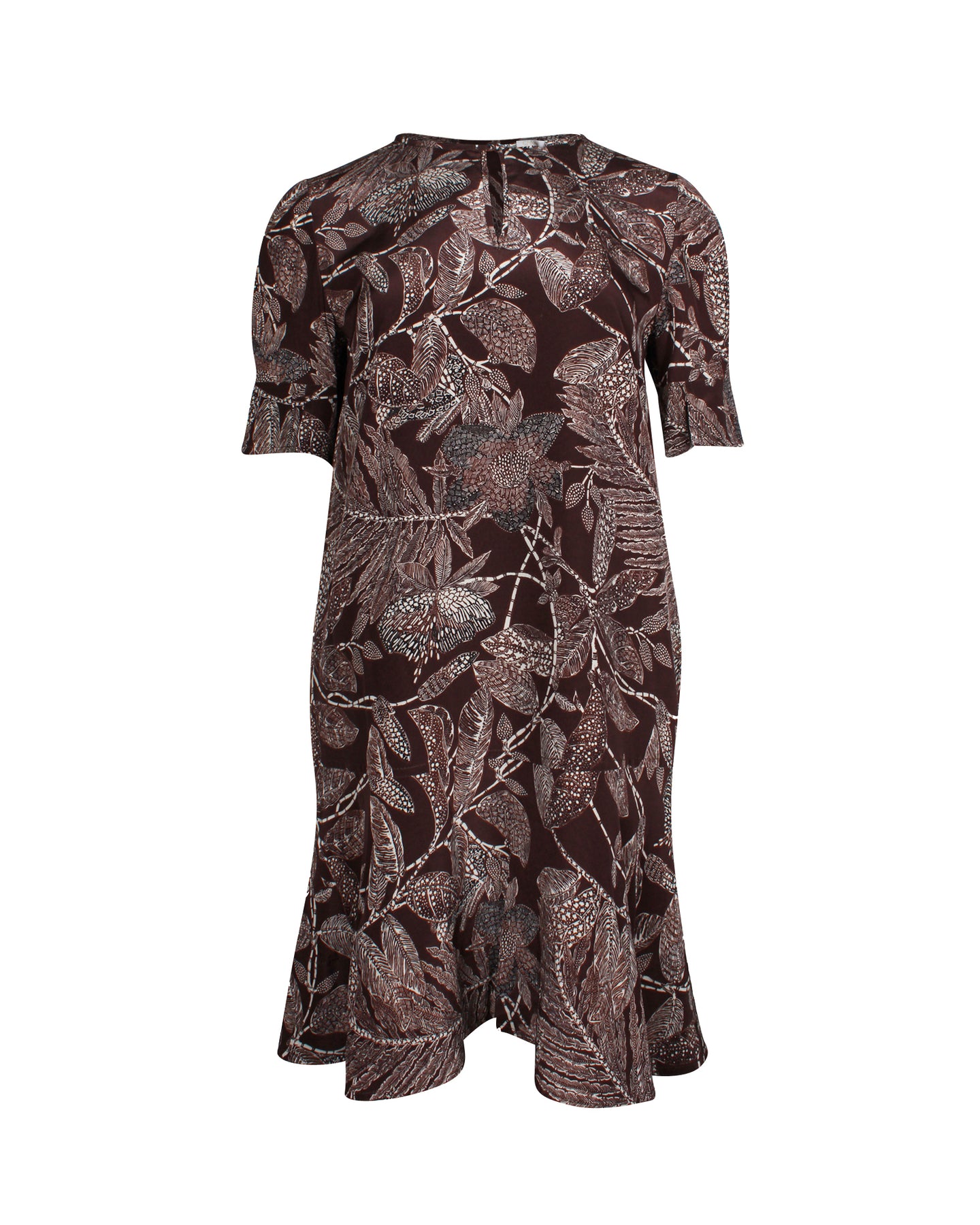 Chloe Flared Rock Blumenkleid in braun Seide