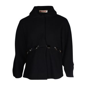 Marni Front-Button Oversized Fell aus schwarzer Wolle 7703679500348