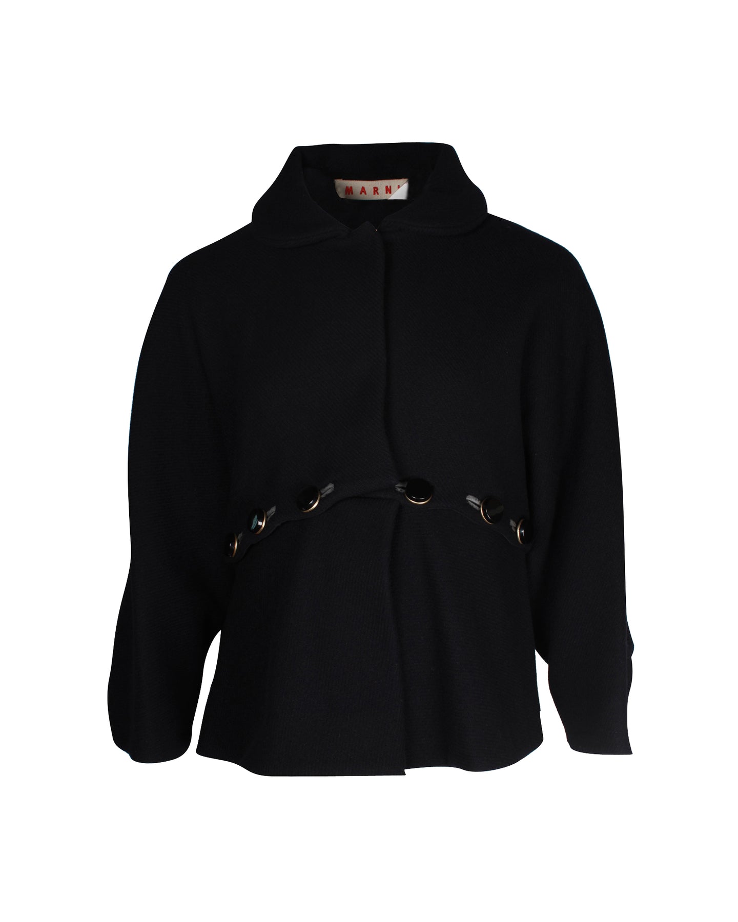 Marni Oversize-Mantel mit Frontknopf aus schwarzer Wolle