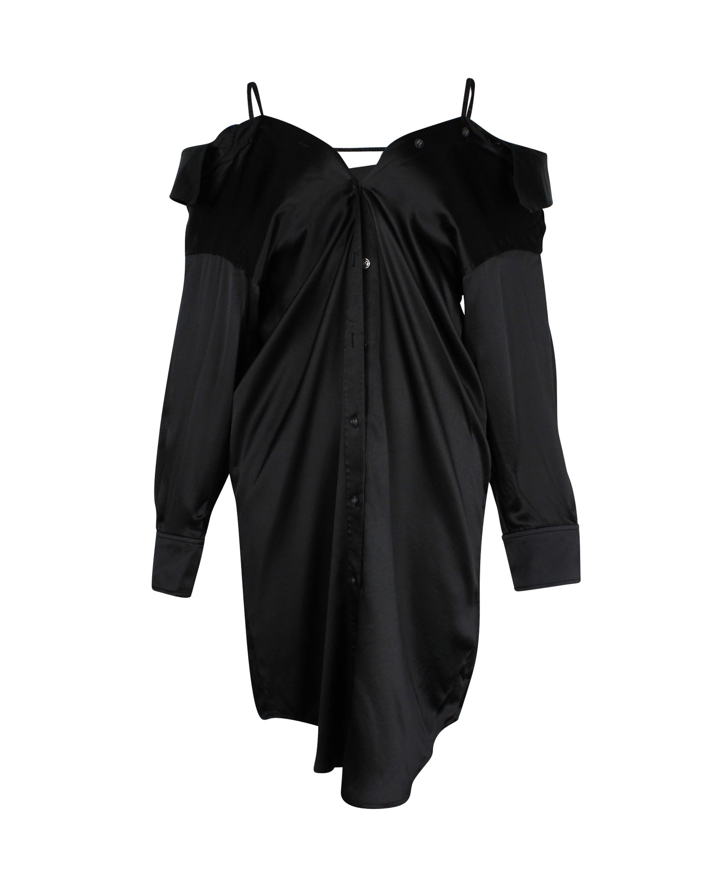 Alexander Wang Schulterfreies Kleid aus schwarzer Seide – Hemd