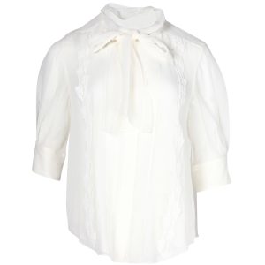 Chloe Schalkragen-Bluse aus weißer Seide