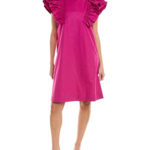 ALPHA STUDIO Rüschen Ärmel Shift Kleid
