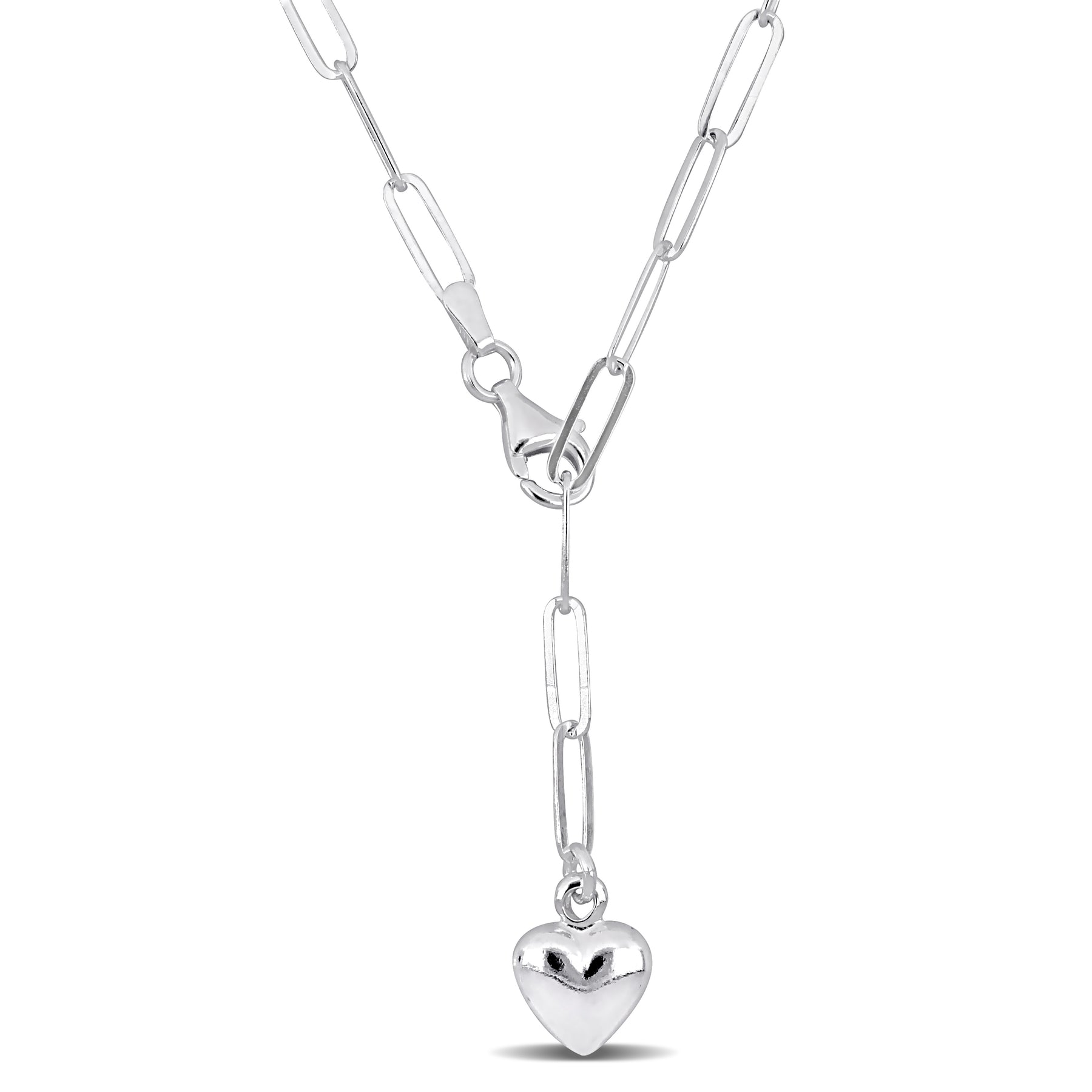 Mimi & Max 2.6mm Herz Charm Lariat oval Link Halskette in Sterling Silber – 16 in