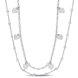 Mimi & Max Herz und Ball Perlenkette Halskette in Sterling Silber – 19.5 in