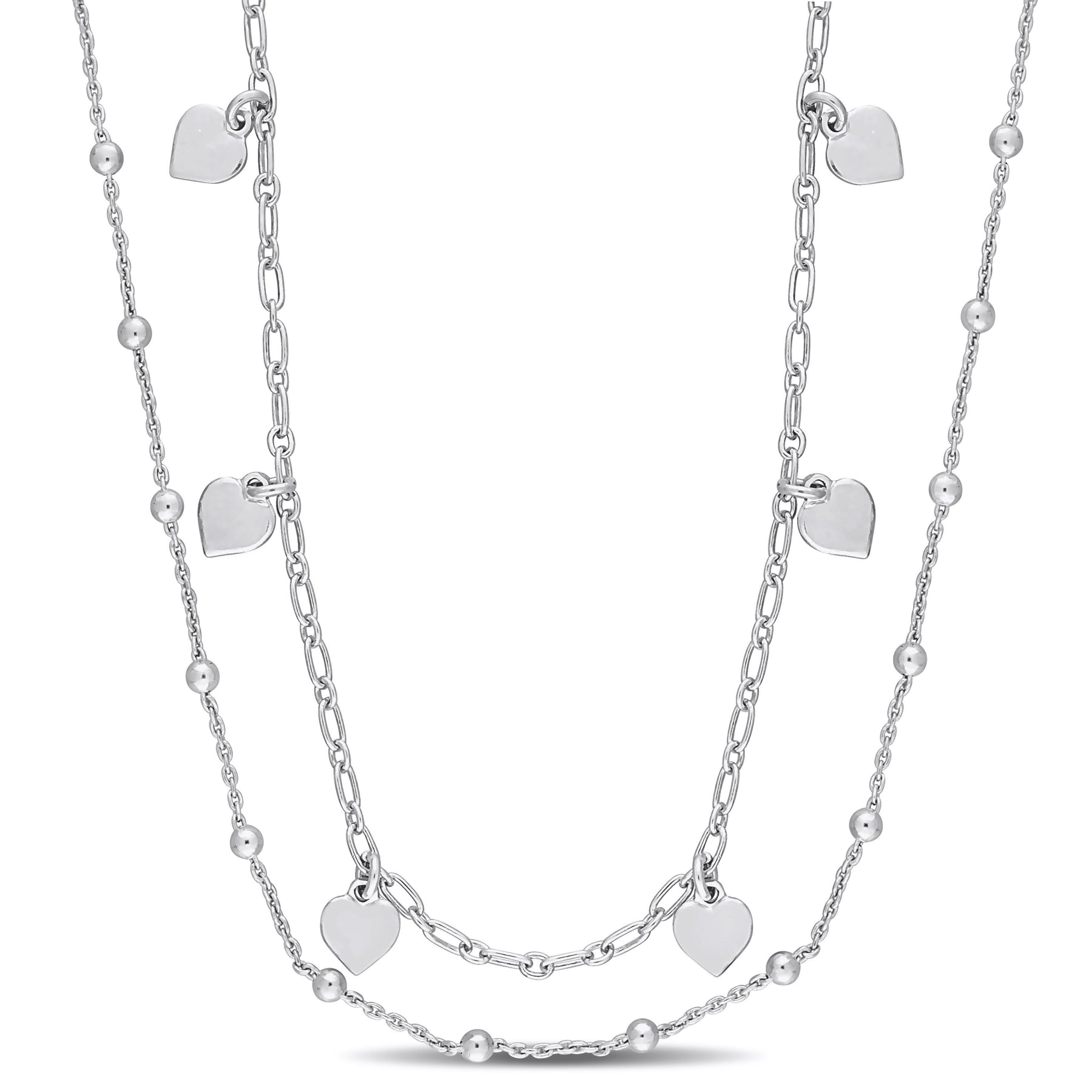 Mimi & Max Herz und Ball Perlenkette Halskette in Sterling Silber – 19.5 in