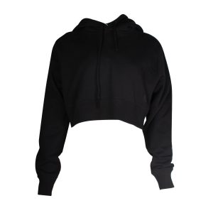 Maison Margiela MM6 Cropped Hoodie Sweatshirt aus schwarzer Baumwolle 7703679467580