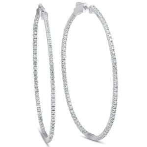 1.20Ct Diamant innen außen Skinny Hoops 14k Weißgold Lab Grown2