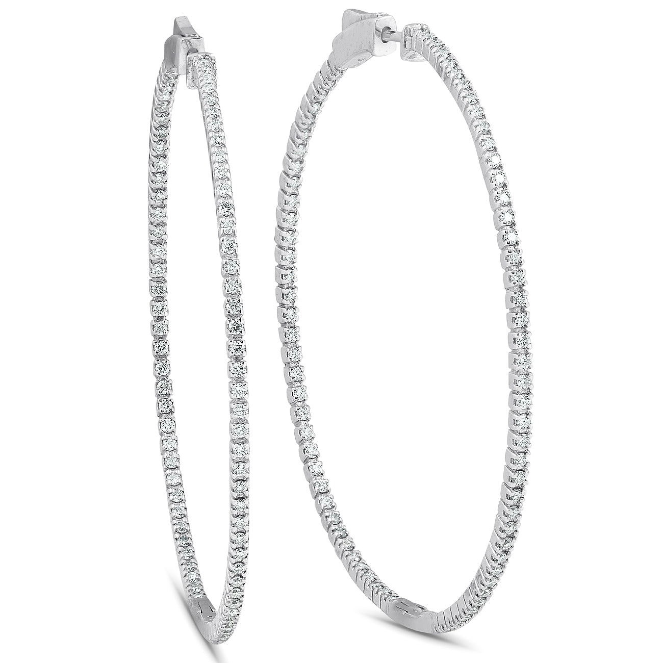 1.20Ct Diamant innen außen Skinny Hoops 14k Weißgold Lab Grown2
