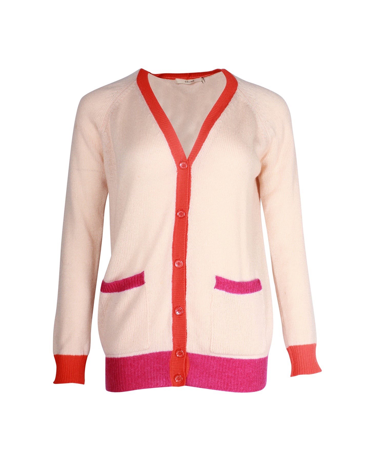 Céline Colorblock – Strickjacke aus Kaschmir in Pfirsichfarben