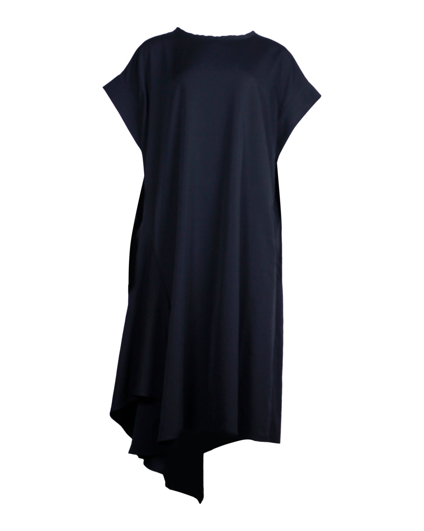 Yohji Yamamoto Asymmetrisches Midikleid aus schwarzer Wolle
