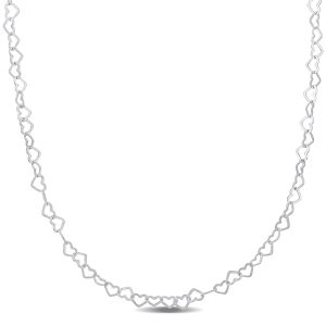 Mimi & Max Herz Link Halskette in Sterling Silber – 16 in