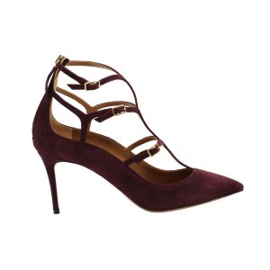 Diane von Furstenberg mit Riemchen Pumps in Weinrot Wildleder