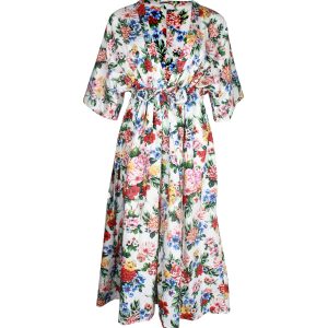 Emilia Wickstead Zarina mit Blumenmuster-print Kaftan Kleid aus mehrfarbiger Baumwolle 7703687004220