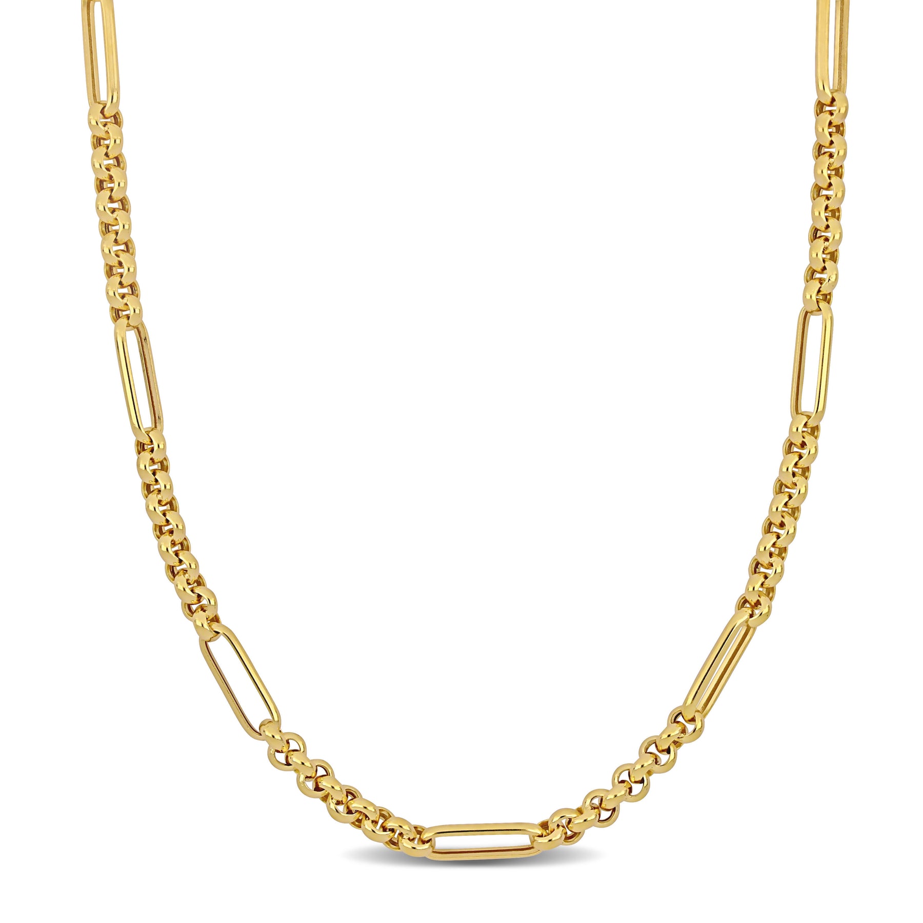 Mimi & Max 5,3 mm Rolo Station Link Halskette in 14 Karat Gelbgold – 16 Zoll